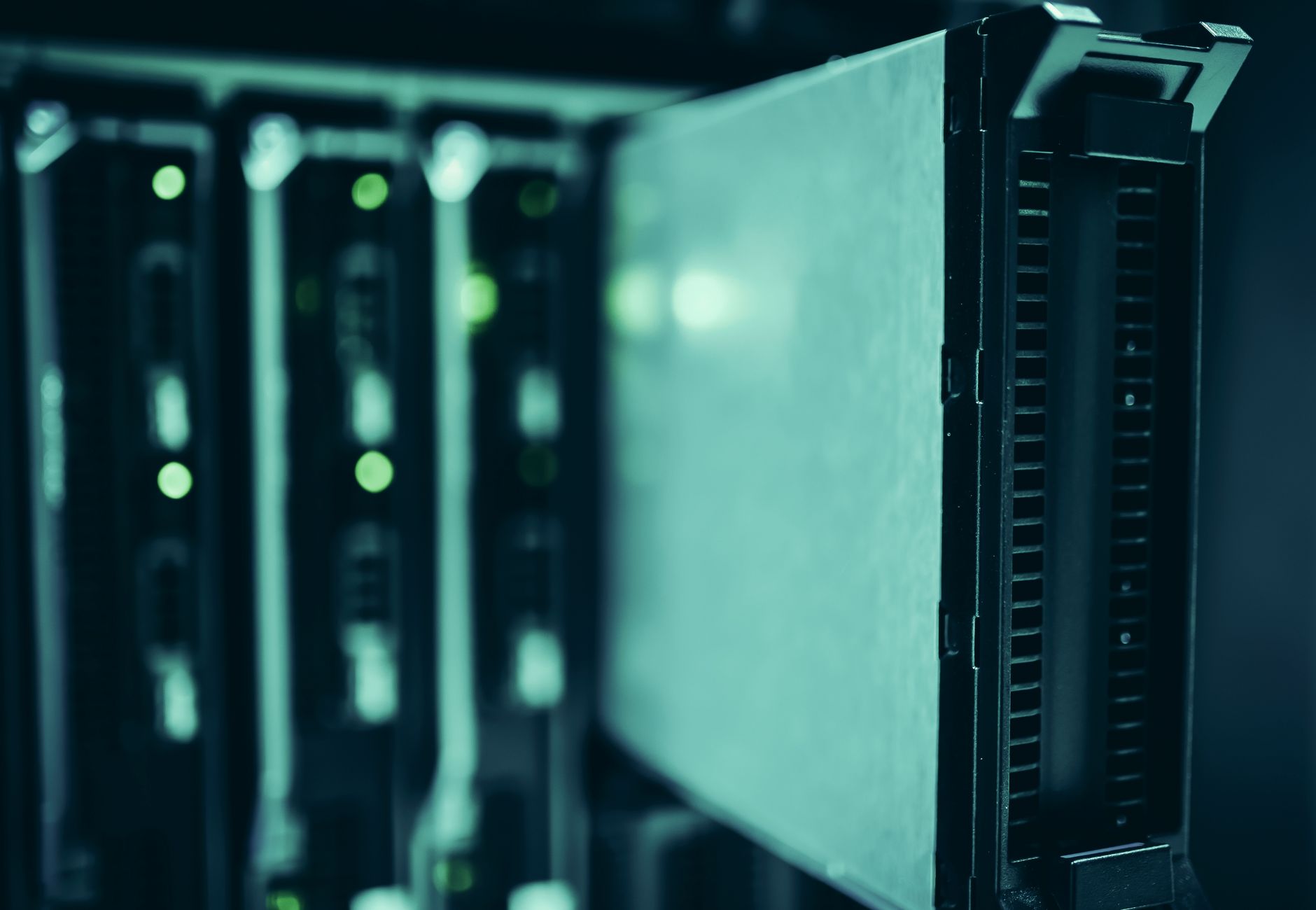 Close-up of server racks in a data center highlighting modern technology infrastructure.